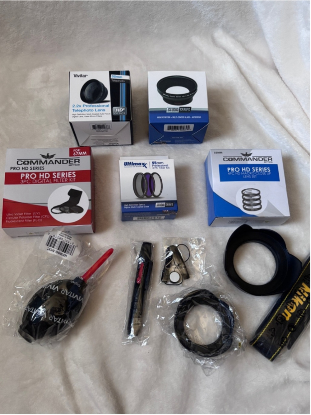 Camera Lens Accessory Bundle - Vivitar & UltimaxX Telephoto, Wide Angle, Filters